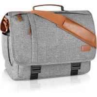 Estarer 15.6" Canvas Messenger Bag - Shoulder Satchel - Light Grey